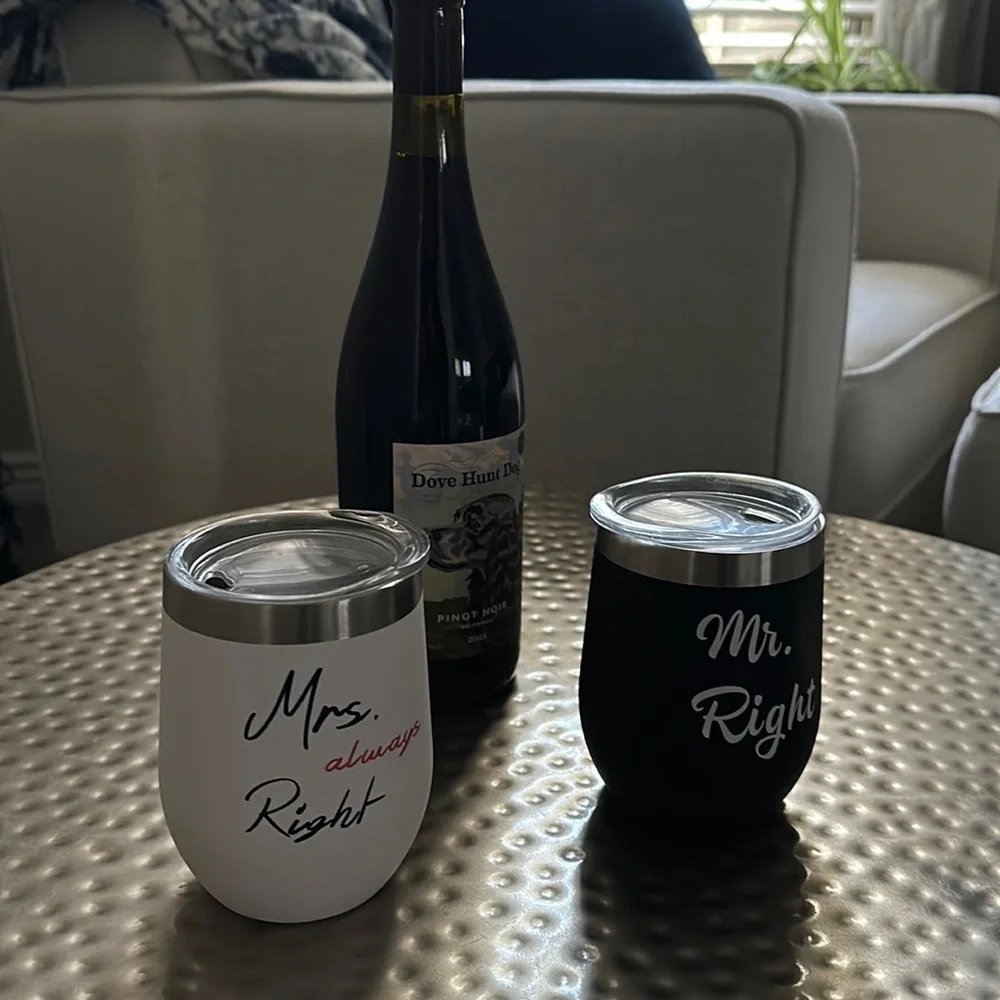 Mrs always right and Mr right wine tumblers - Picture 2 of 7